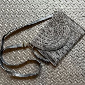 a.n.a Woven Textured Black Crossbody Bag
